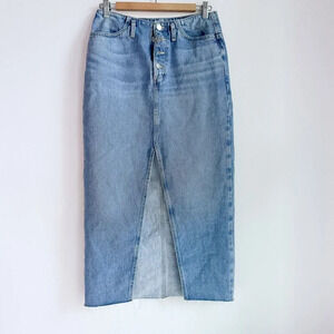Zara Medium  Wash Maxi Denim JEan Skirt Button fly M